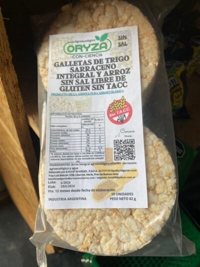 Galletas de arroz y trigo sarraceno CON / SIN SAL - SIN TACC Agroecológico - Oryza